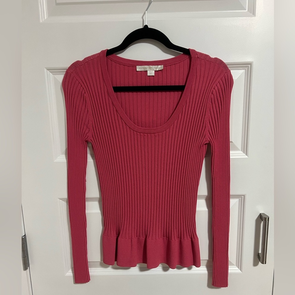 BOSTON PROPER Ribbed Pink Sweater Size S